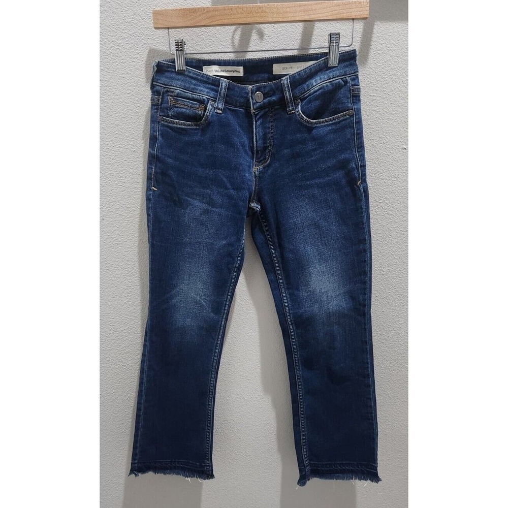 Pilcro and the Letterpress Womens Distressed Dark Wash Script Skinny Jeans Sz 25